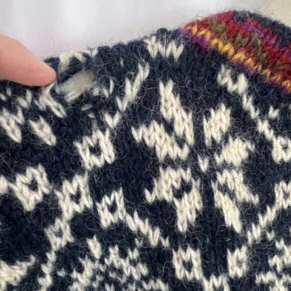 Pokhara Hand Knit Women Wool Cardigan Sweater L Nordic Fair Isle Toggle Buttons - Picture 11 of 13